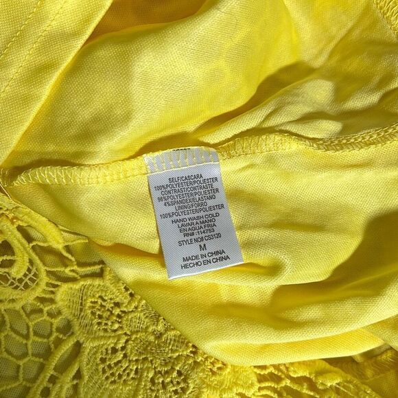 The Clothing Company Women's Geo Crochet Lined Yellow Midi Pencil Skirt Sz M NWT - Picture 10 of 10